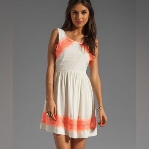 Free People Georgian Lace Dress Cream Orange Alabaster Size 8